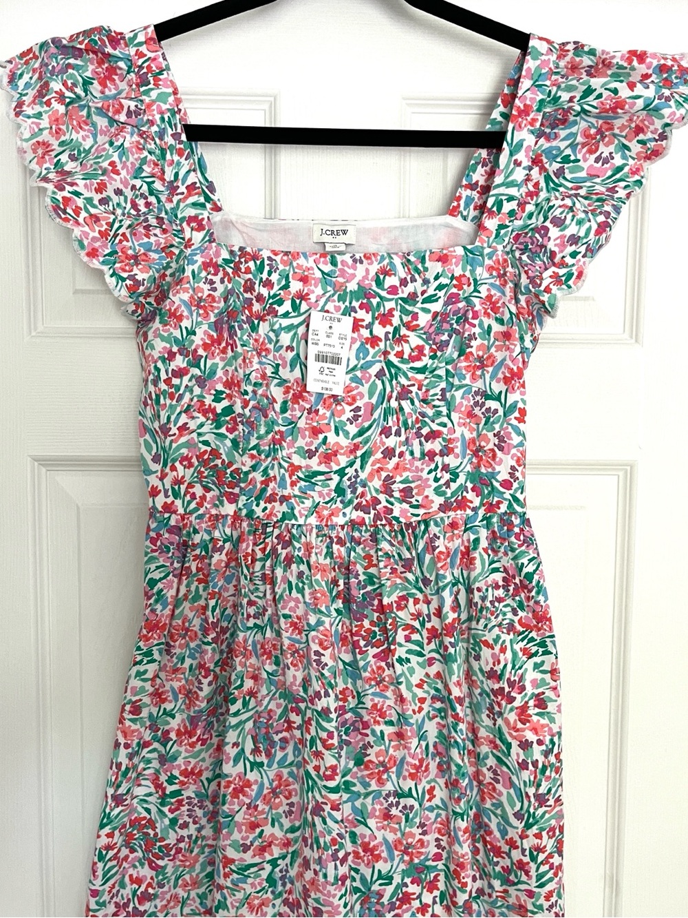 J. Crew Ruffle Sleeve Square-Neck Midi Dress